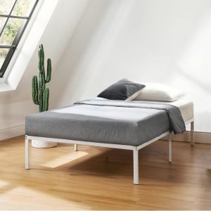 Best Price Mattress 14 Inch Metal Platform Bed Frame, Heavy Duty Steel Slats, White, Twin