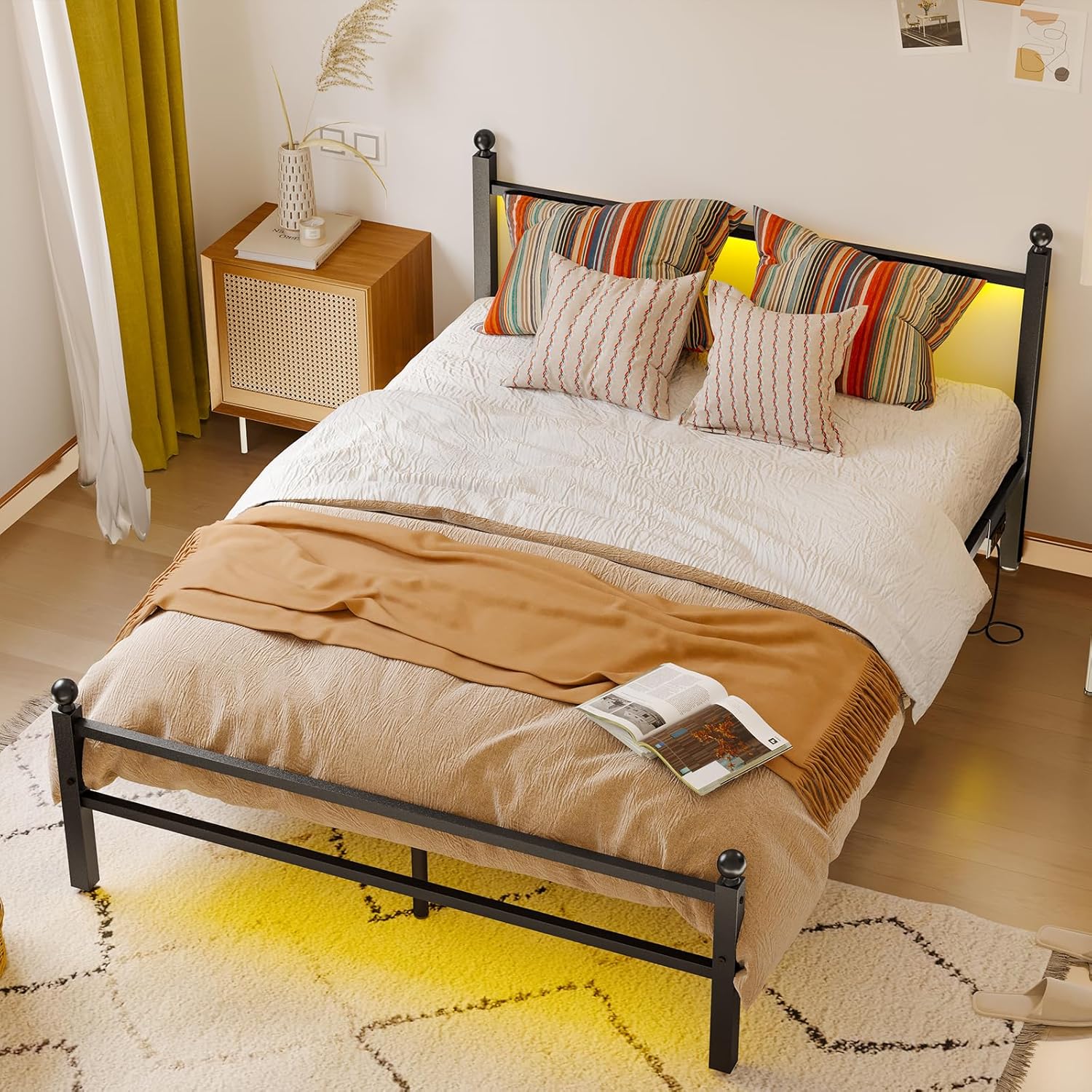 Fixwal Full Size Bed Frame with Charging Station, Metal Bed Frame with Port and Outlet - Image 8
