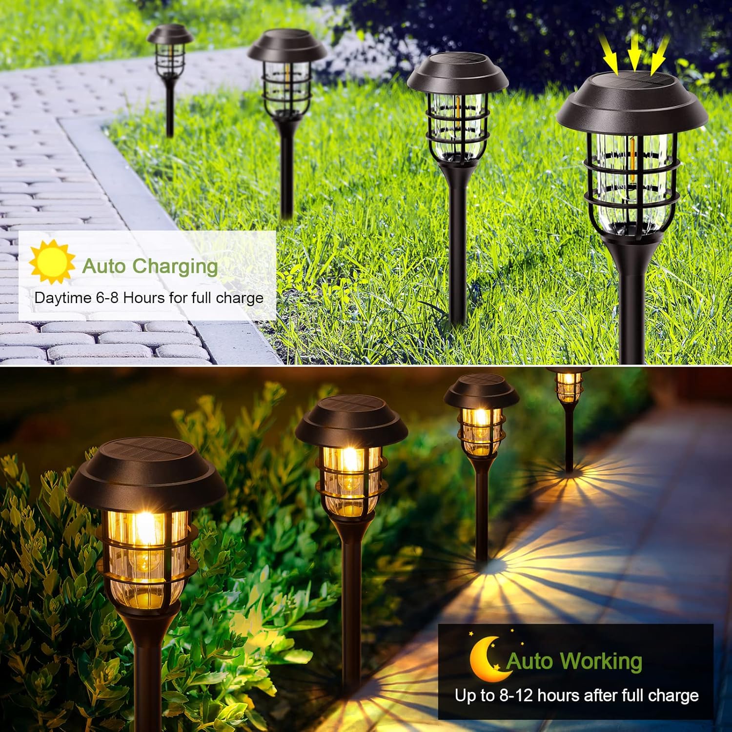 LETMY Solar Pathway Lights Outdoor, 8 Pack Bright Solar Lights Outdoor, IP65 Waterproof Auto On/Off Solar Garden Lights Solar Powered Landscape Lighting for Yard Patio Walkway Driveway - Image 3
