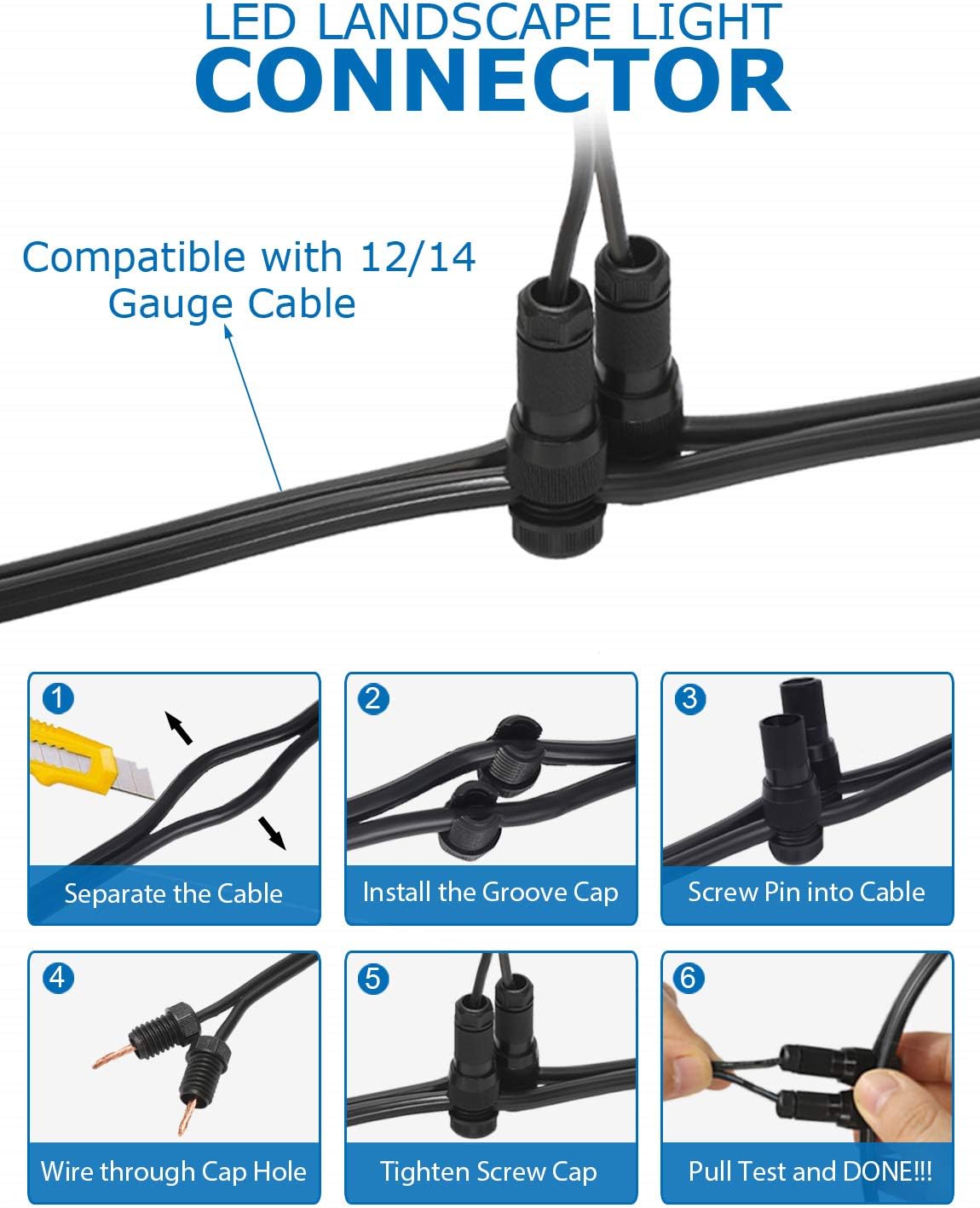 SUNVIE 12W Low Voltage LED Landscape Lights with Connectors, Outdoor 12V Super Warm White (900LM) Waterproof Garden Pathway Lights Wall Tree Flag Spotlights with Spike Stand (10 Pack with Connector) - Image 4